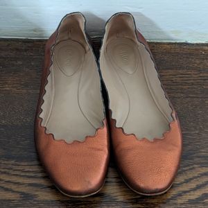 Chloe Lauren flats metallic bronze sz 38
